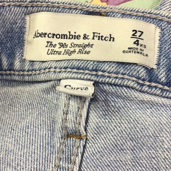 AF Curve Love High Rise 90s Straight Jean Light Criss-Cross Button waist Size 27 - Picture 10 of 15